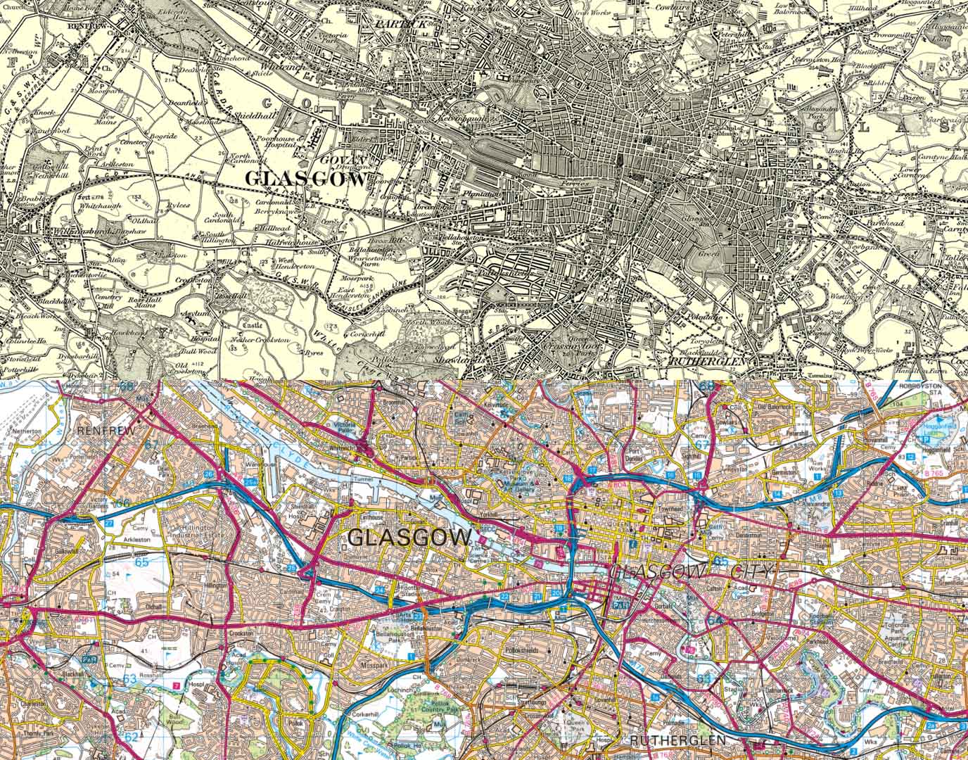 Side by Side Map - Glasgow