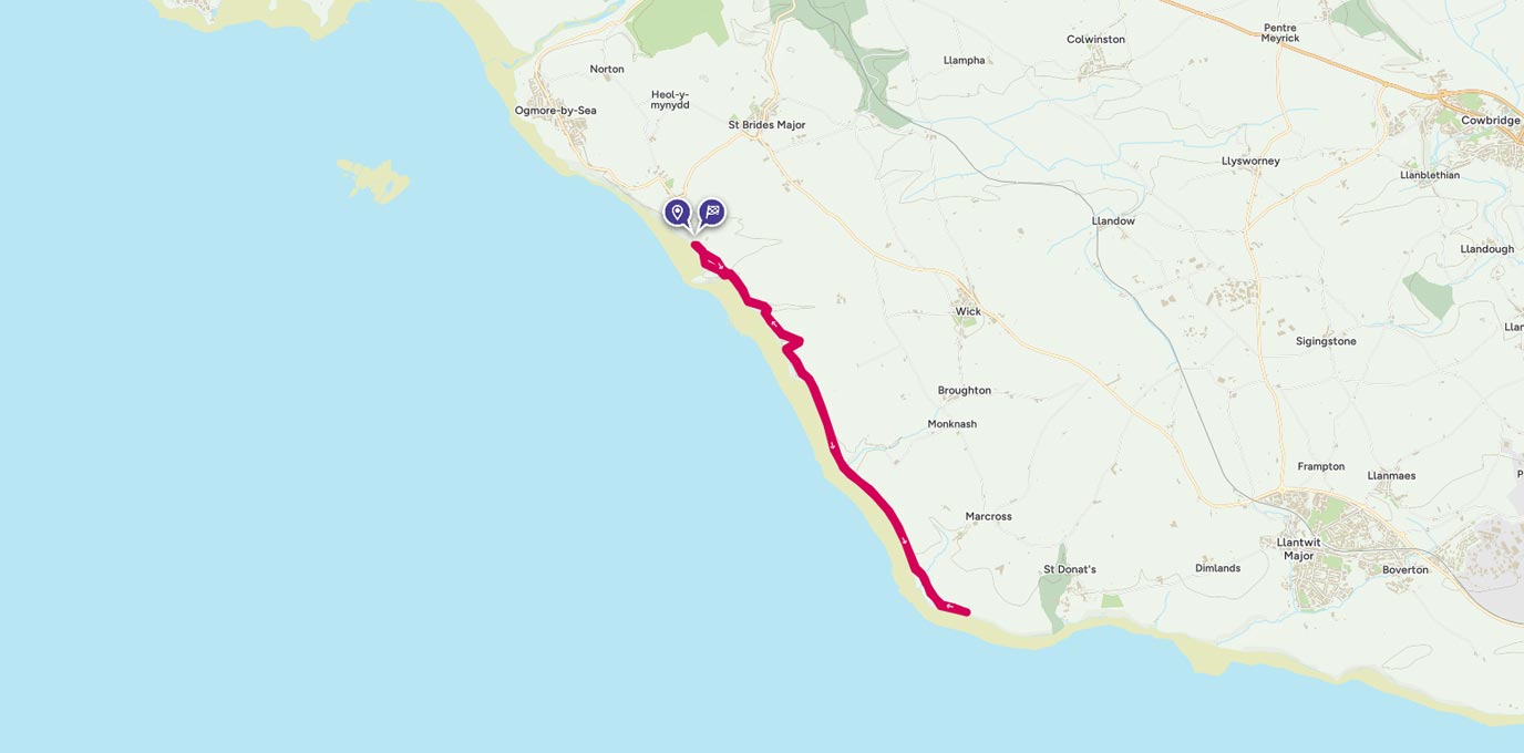 Glamorgan coast route map