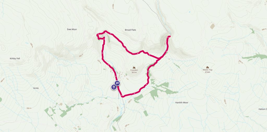 Magical Malham walk route on map