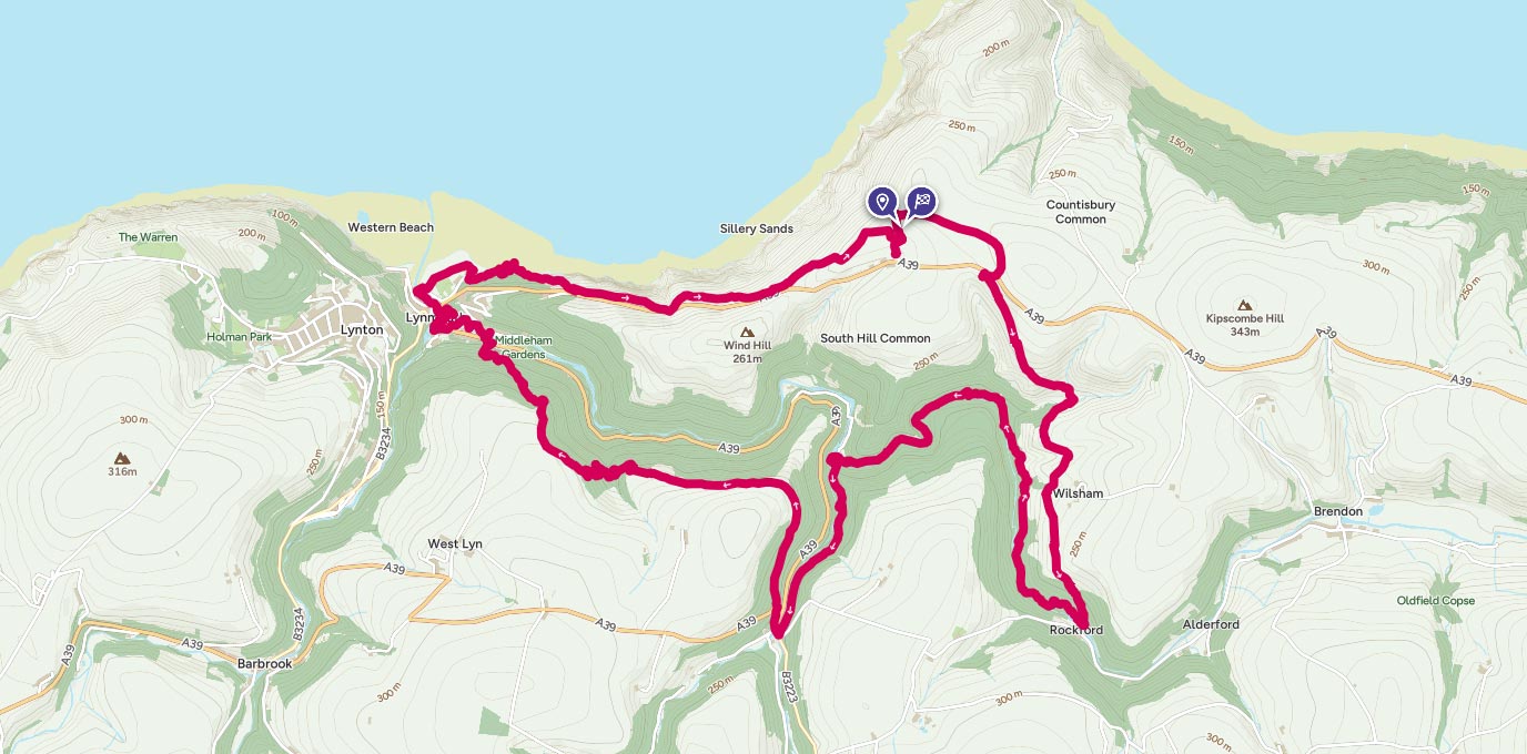 Exmoor coastal route map