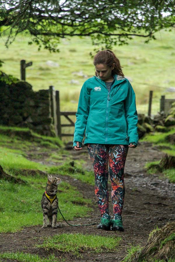 Gee Jackson with her hiking cat Khatmandu