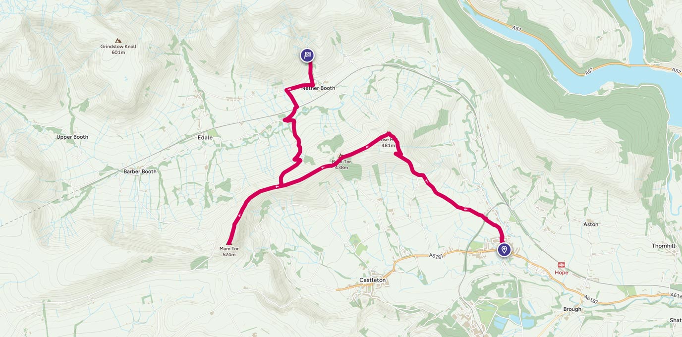 Hope-Edale route map