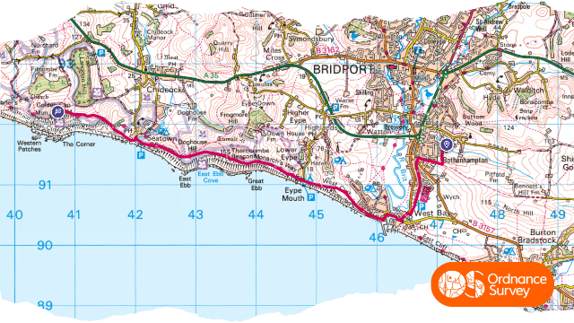 west bay to golden cap running route map