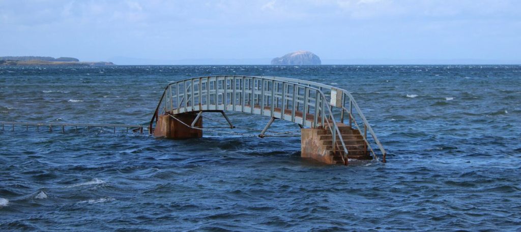 A bridge standing in water