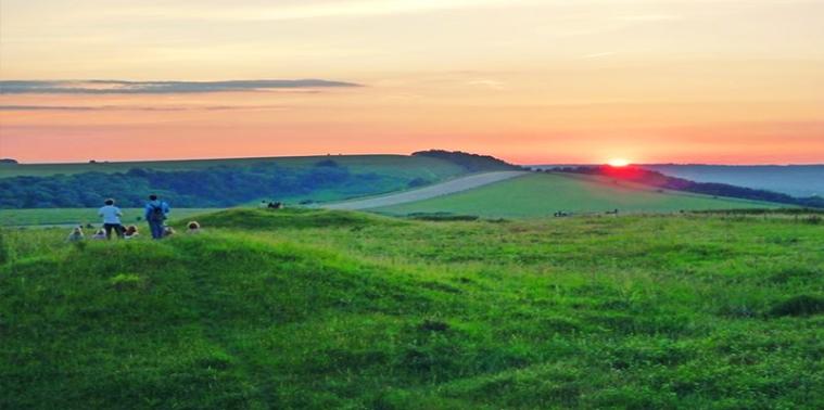 South downs landscape at sunset