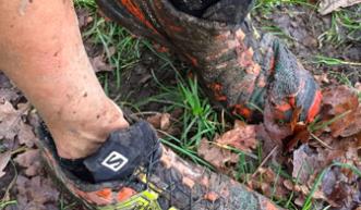 muddy running shoes