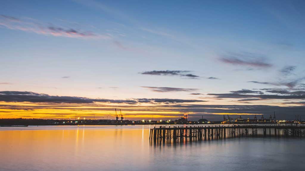 Southampton port at dawn
