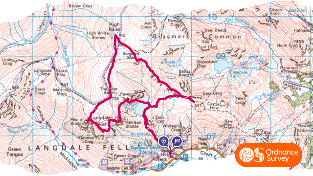 The Langdale Pikes Route Map