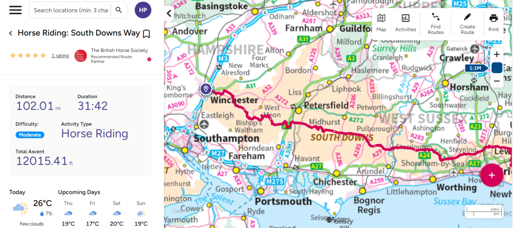 OS Maps the best bridleways app in the uk