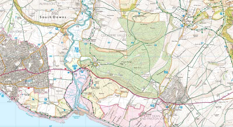 Map extract of the South Downs