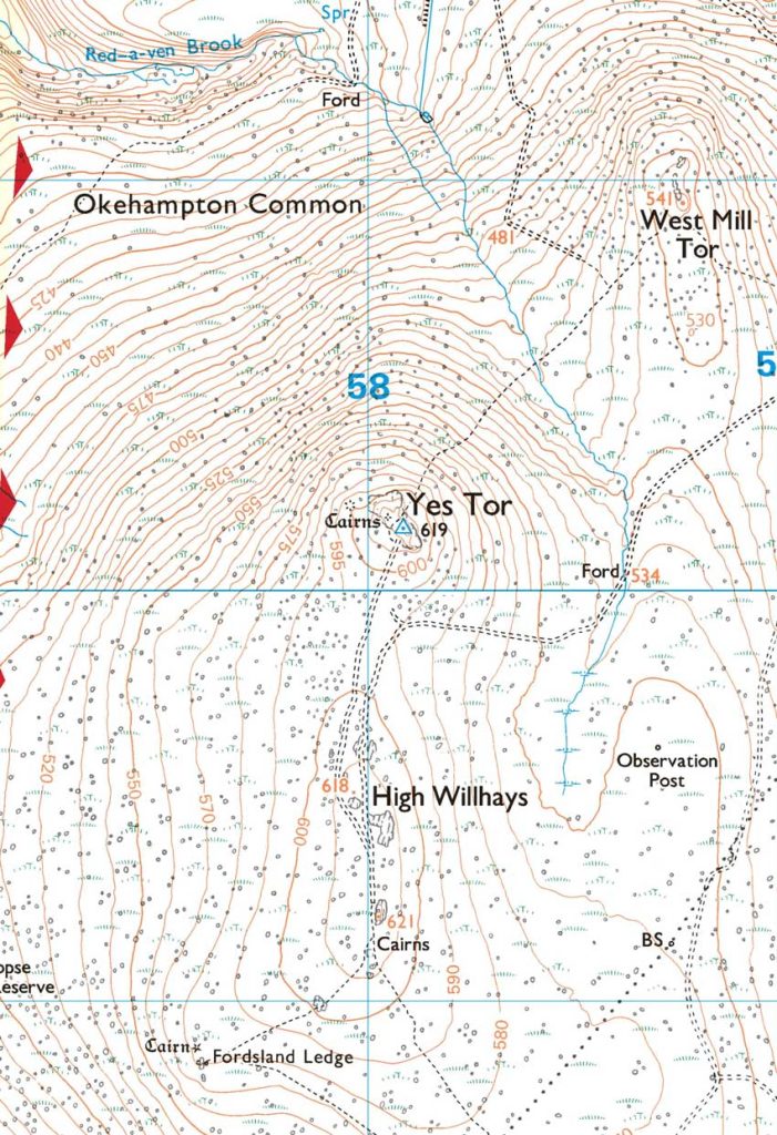 Extract of map for Yes Tor