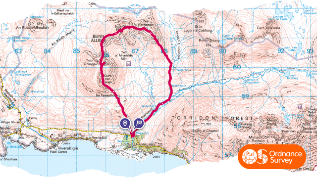 Beinn Alligin Massif Map Route