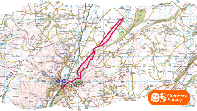 Caer Caradoc and The Lawley map and route