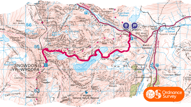 Deon Barrett Map of  Yr Wyddfa Miners Track