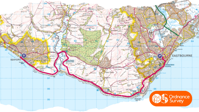 Seven Sisters and Beachy Head walk map and route