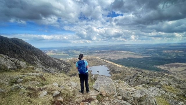 Lisa Wells enjoying the views on her way up Moel Siabod