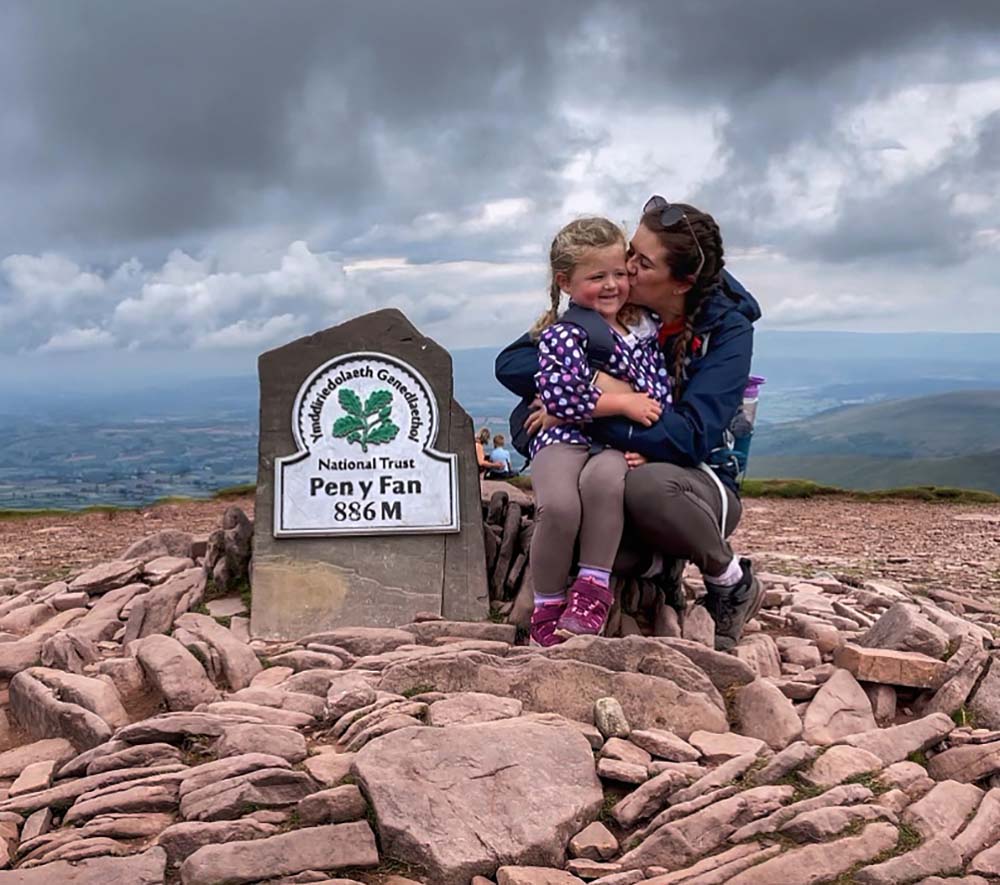 Amy Jones on Pen y Fan with her daughter