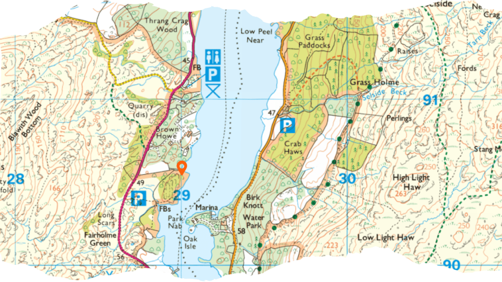 Coniston Brown Howe Paddle Board launch Points, Lake District