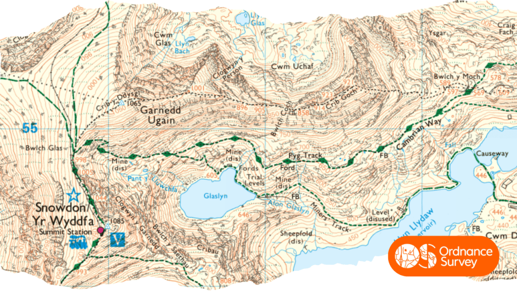 crib goch route map