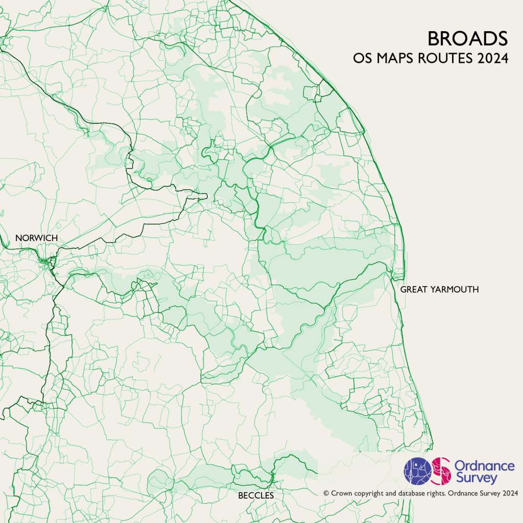 The Norfolk Broads os route map data