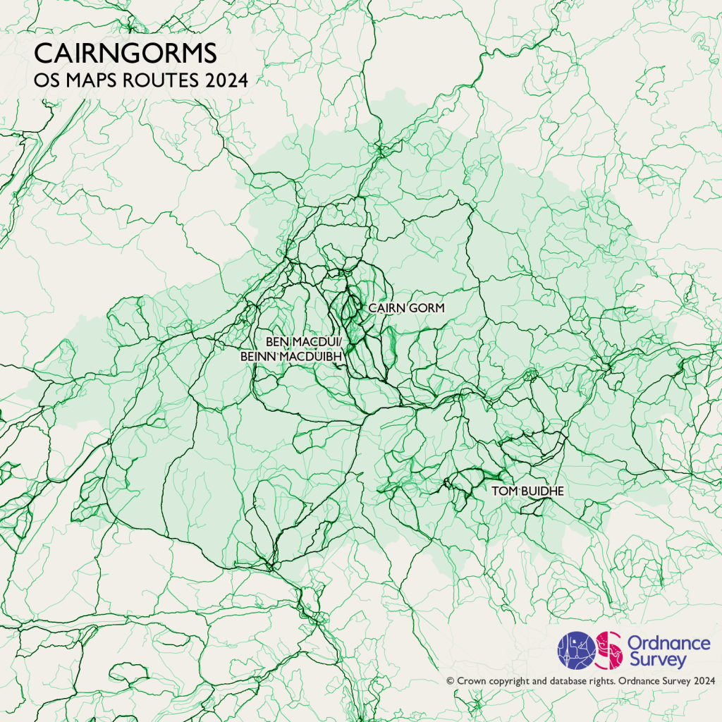 The Cairgorms National Park os route maps data