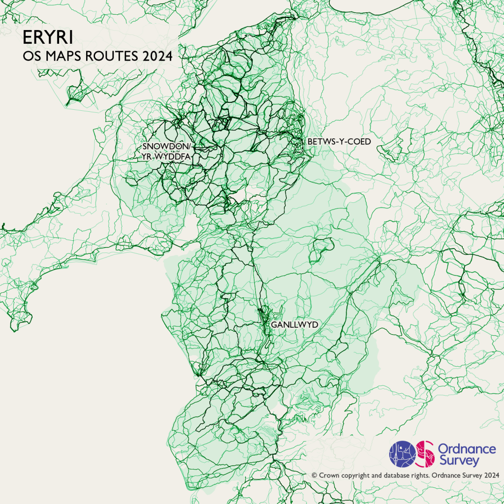 Eryri National Park (Snowdonia) route map data