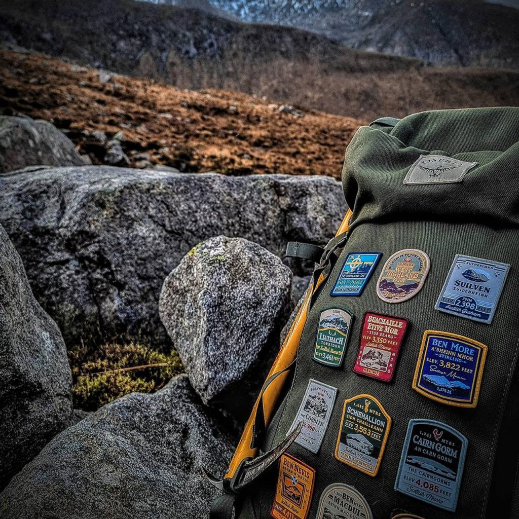 Hiking Adventure Patches on an osprey bag