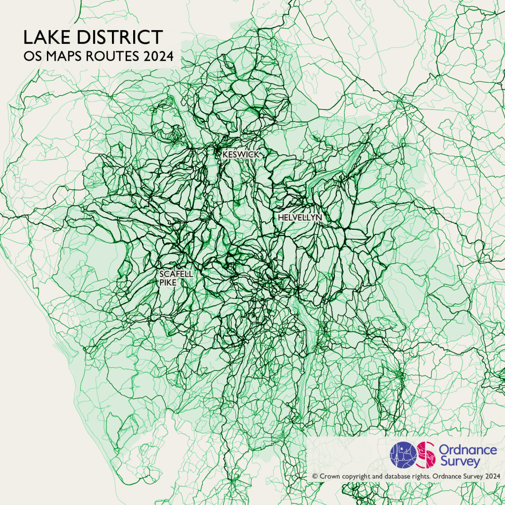 The Lake District National Park route map data