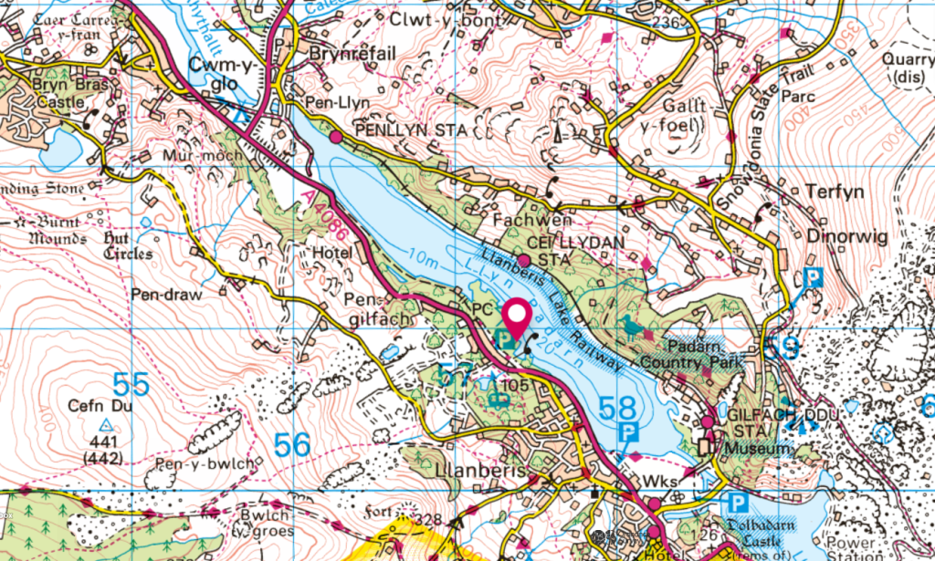 llyn padarn map