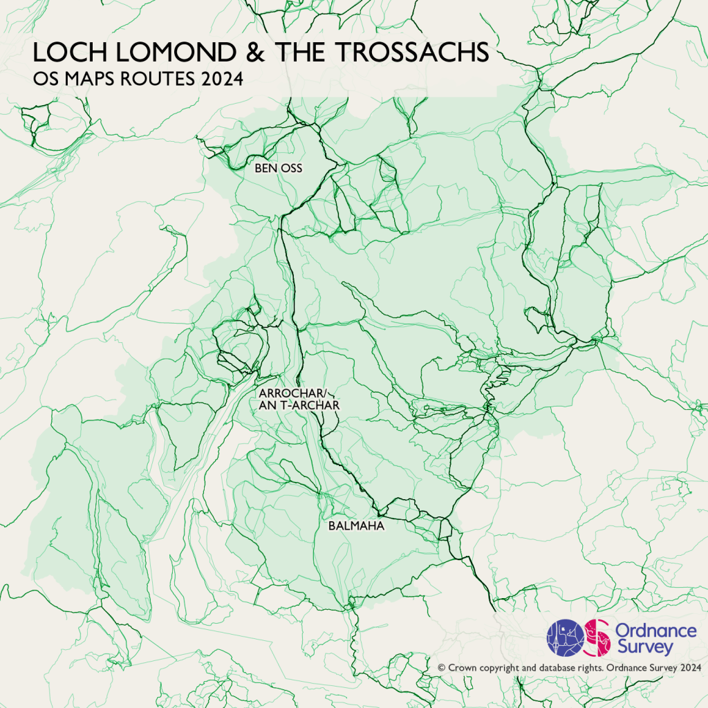 Loch Lomond and The Trossachs National Park os maps route data