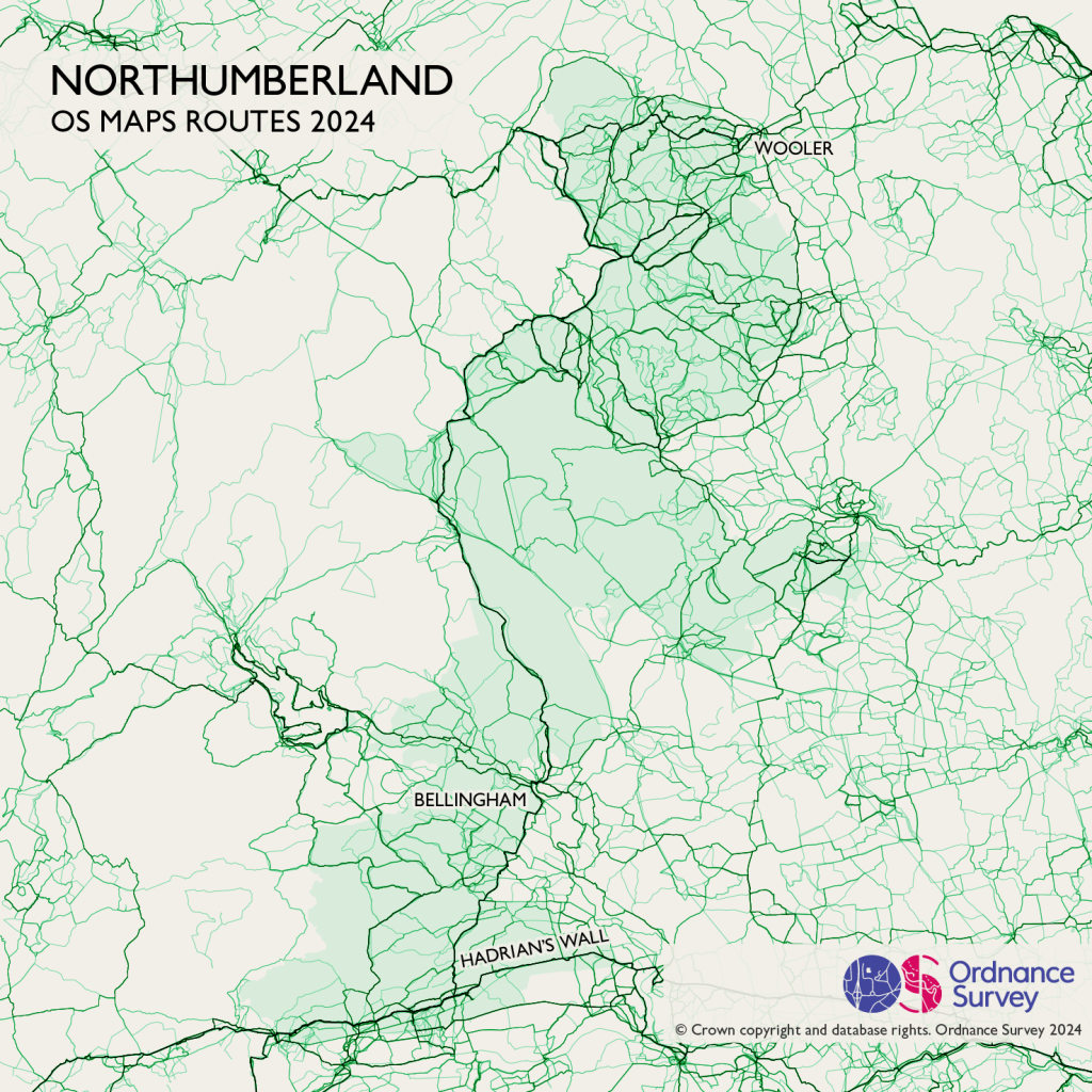 Northumberland National Park os route maps data