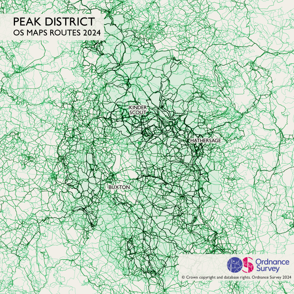 The Peak District National Park route map data