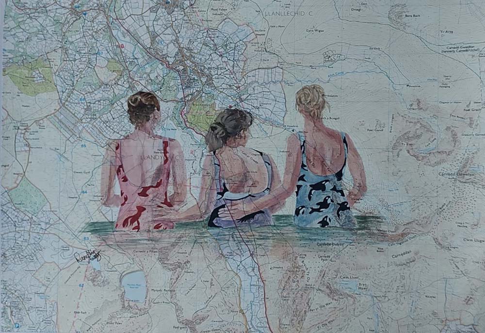 wild swimmers painted onto a map