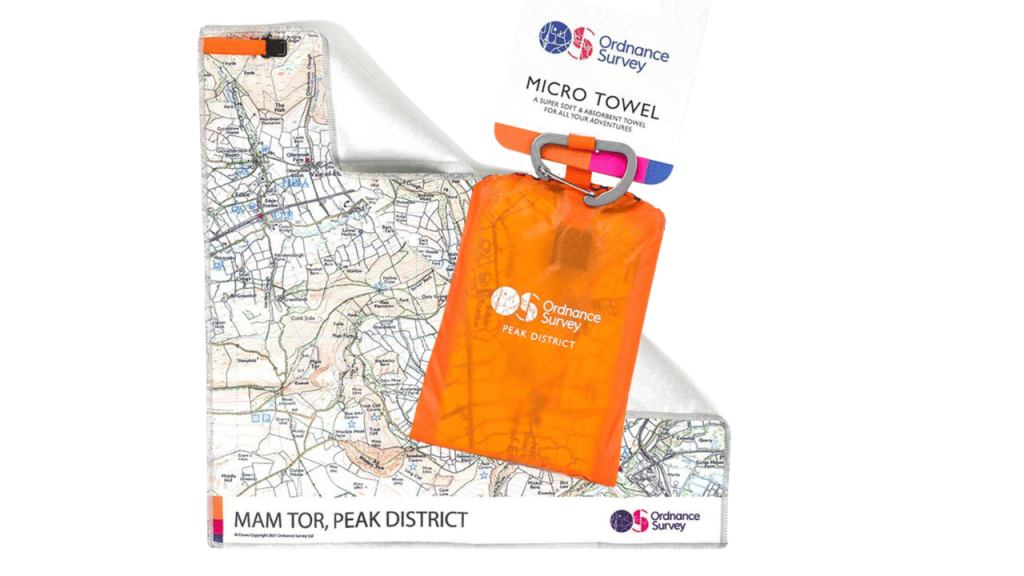 ordnance survey map themed towels and gifts for hikers