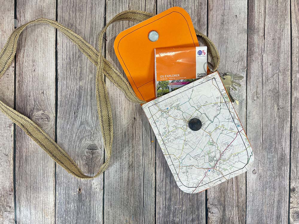 bag made from an old ordnance survey map