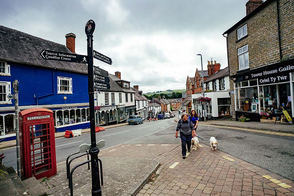 Glyndwr's Way National Trail Knighton Circuit image of walking through town