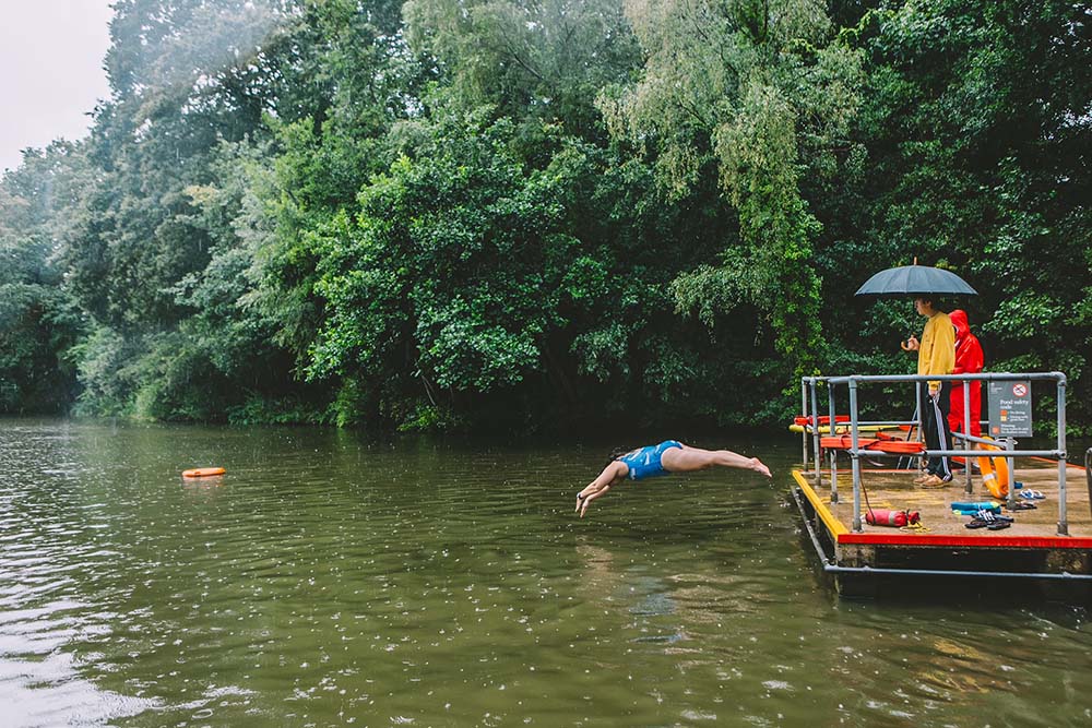 OS Champion Natasha Sones diving into open water