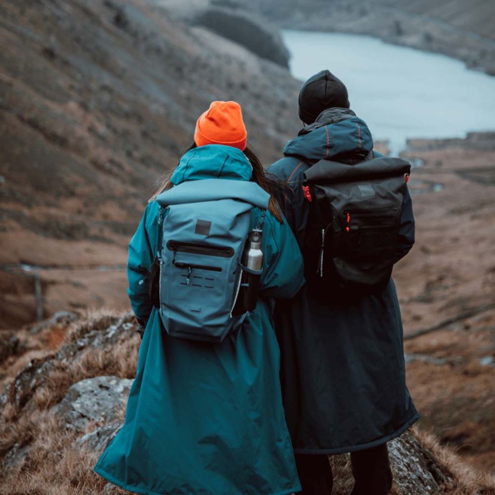 red equipment back packs