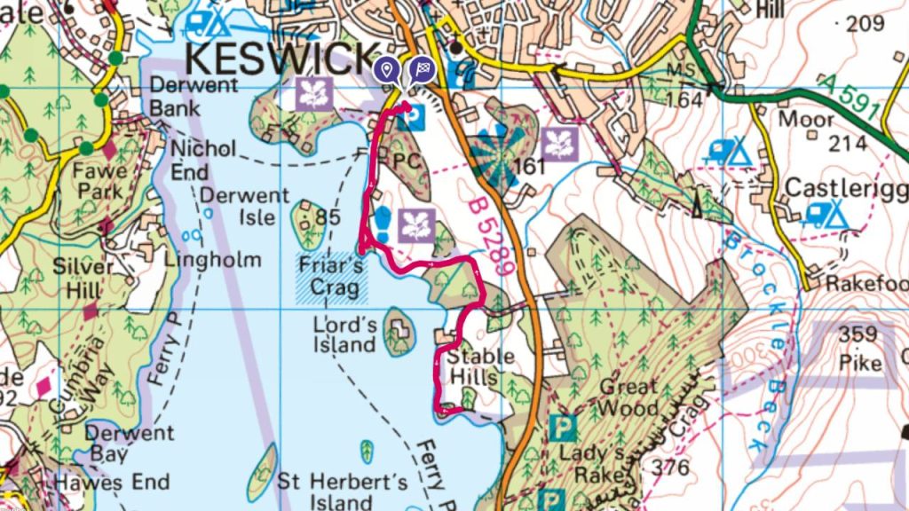 Friars Crag Walk Map