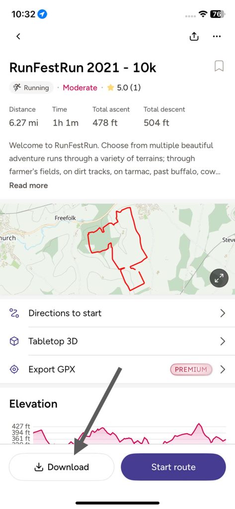 accessing offline routes on os maps