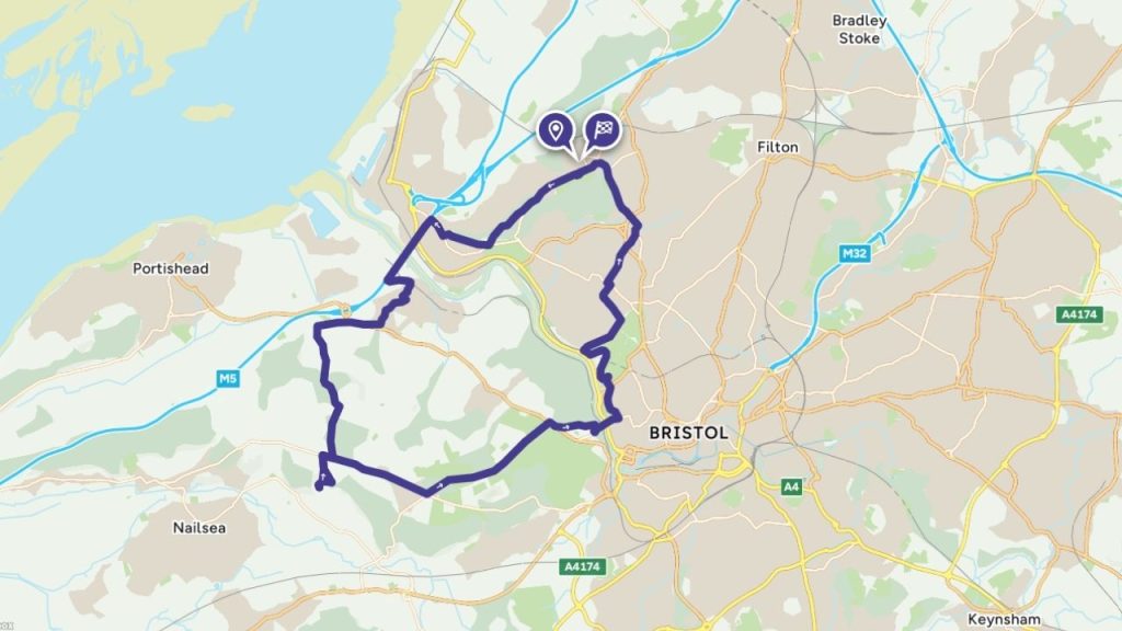 Blaise, Tyntesfield & the Avon Bridges map from British Cycling