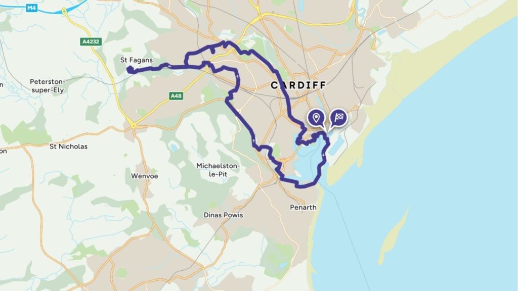 cycling route cardiff map