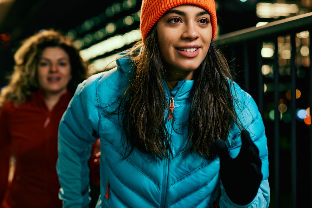 running in winter in a woolly hat