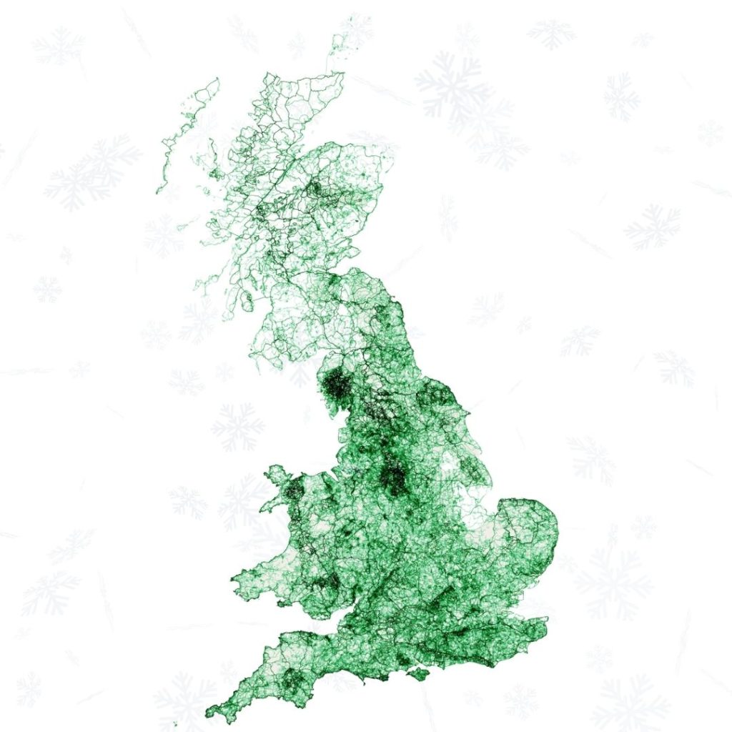 Map of uk routes from os maps