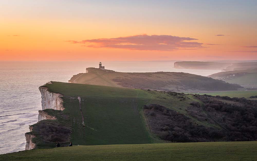 Beautiful sunset and scenery from the cliff edge of Beachy  Head