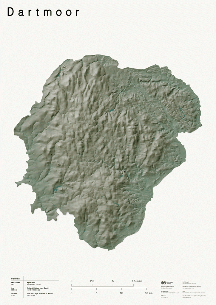 3D Relief Map of Dartmoor