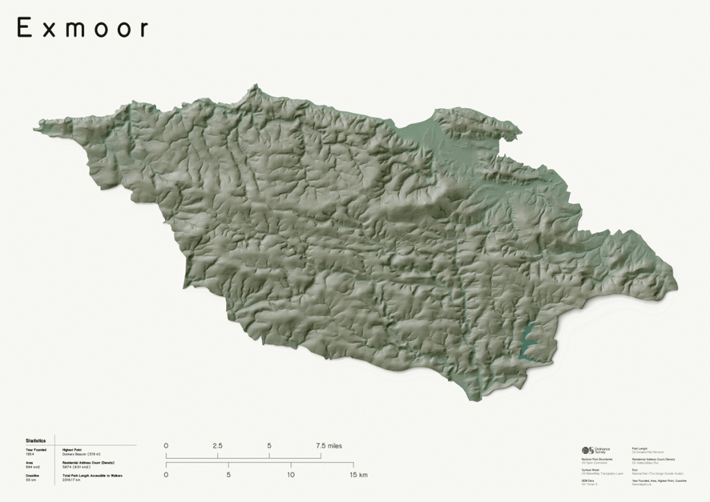 3D Relief Map of Exmoor