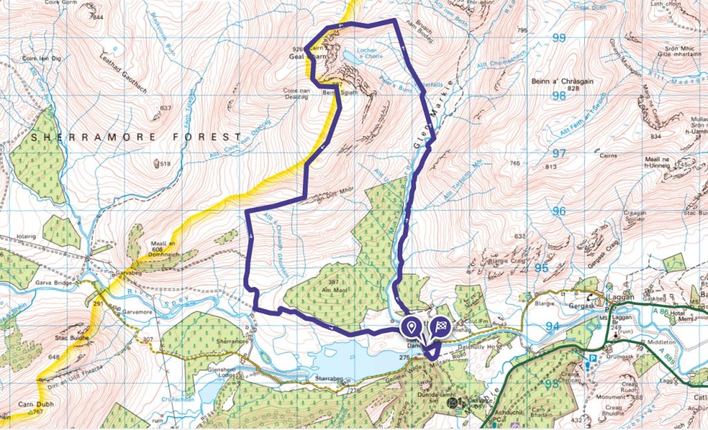 Geal Chàrn route map