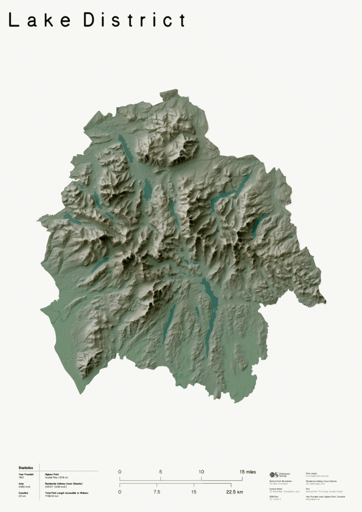 3D Relief Map of Lake District