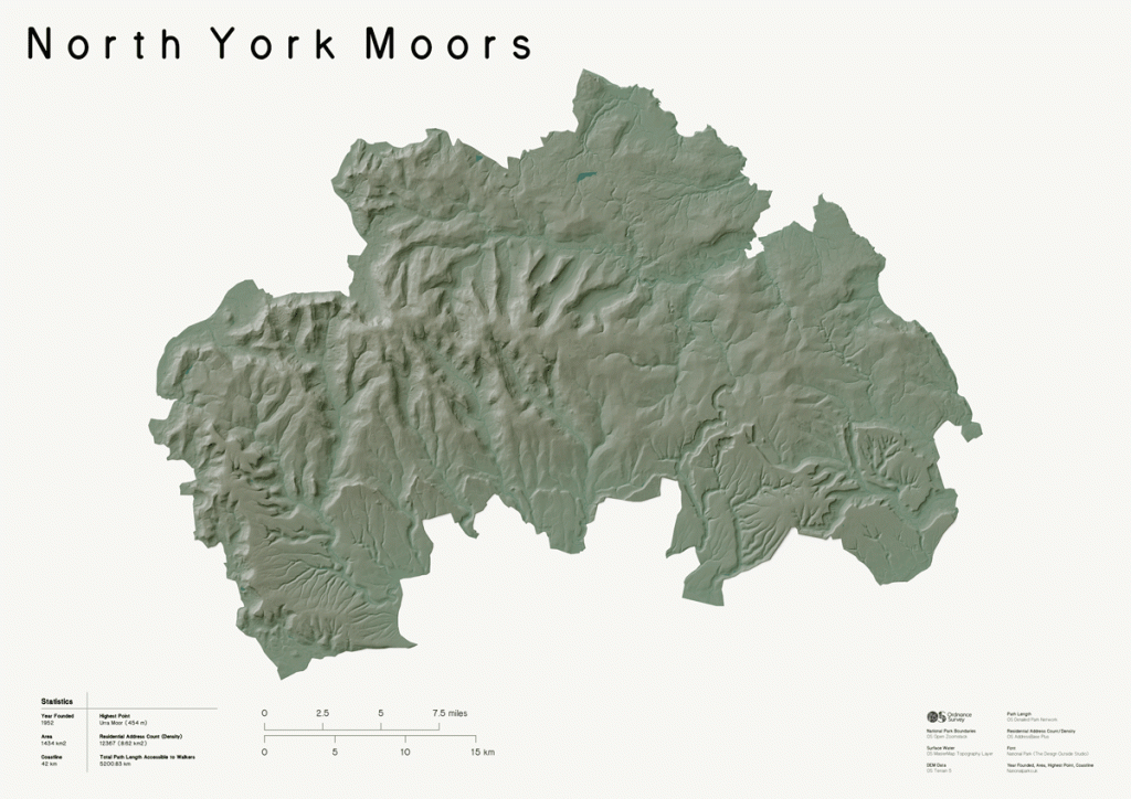 3D Relief Map of North York Moors